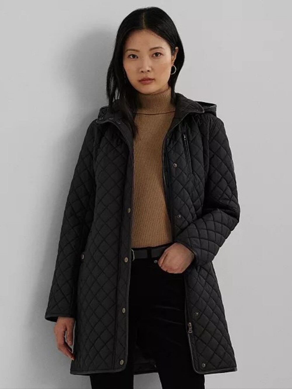 Lauren Ralph Lauren Plus Size Hooded Quilted Coat 3X